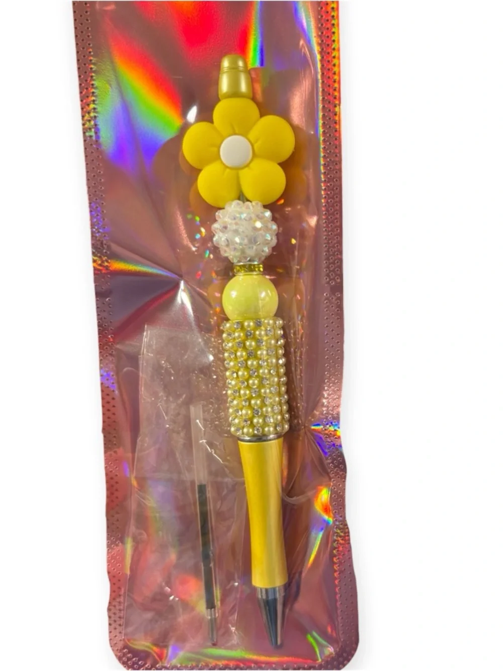 Yellow Daisy Beaded Decorative Pen